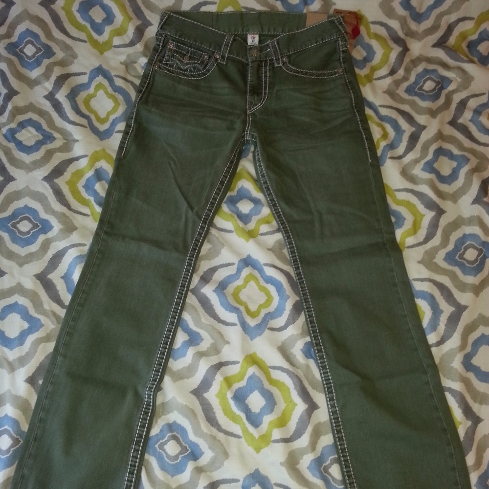 True Religion Military Green Straight leg Jeans